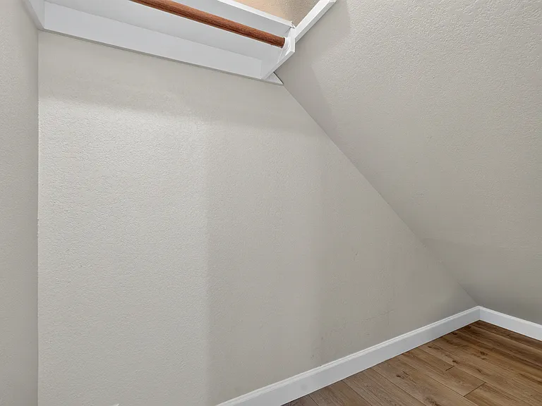 Downstairs under stair storage closet.