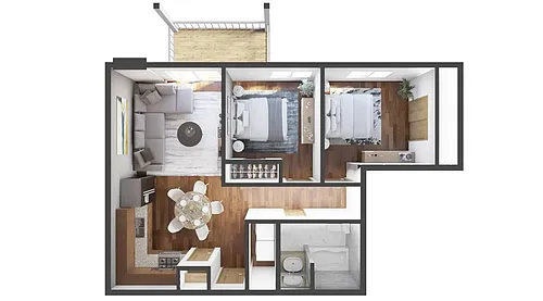 Floor plan 2 Beds | 1 Bath | A