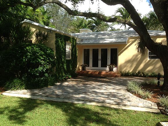 Back patio; under oaks