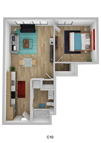 Floor plan 1 Bedroom 1 Bath A40