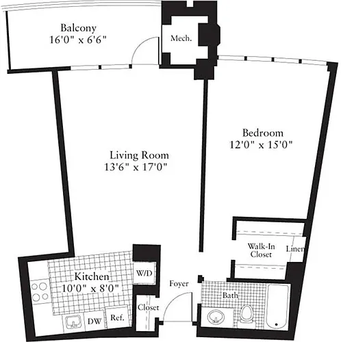 Floor plan 1 Bedroom H