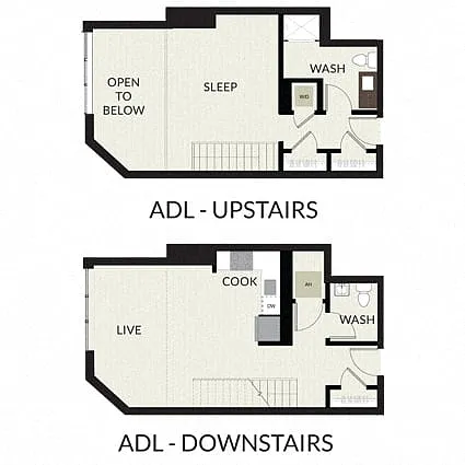 Floor plan 1 Bed Loft/1 Bath-ADL