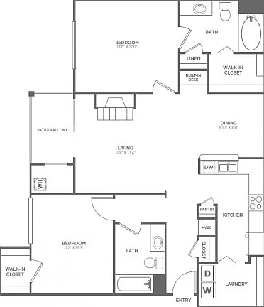 Two Bedroom Two Bath (1171 SF) Two Bedroom Two Bath (1171 SF)