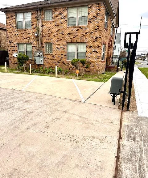 Gated parking lot.
