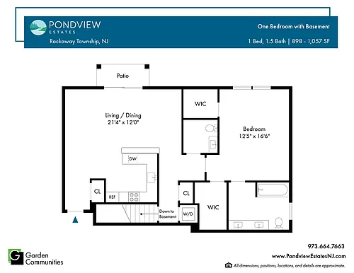 Floor plan $3.09/sq.ft. - One Bedroom with Basement