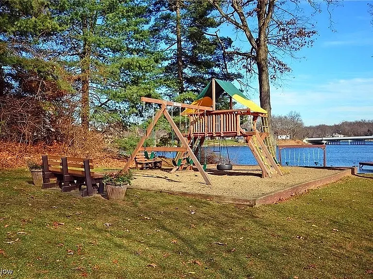 Private lakefront park in neighborhood - playground