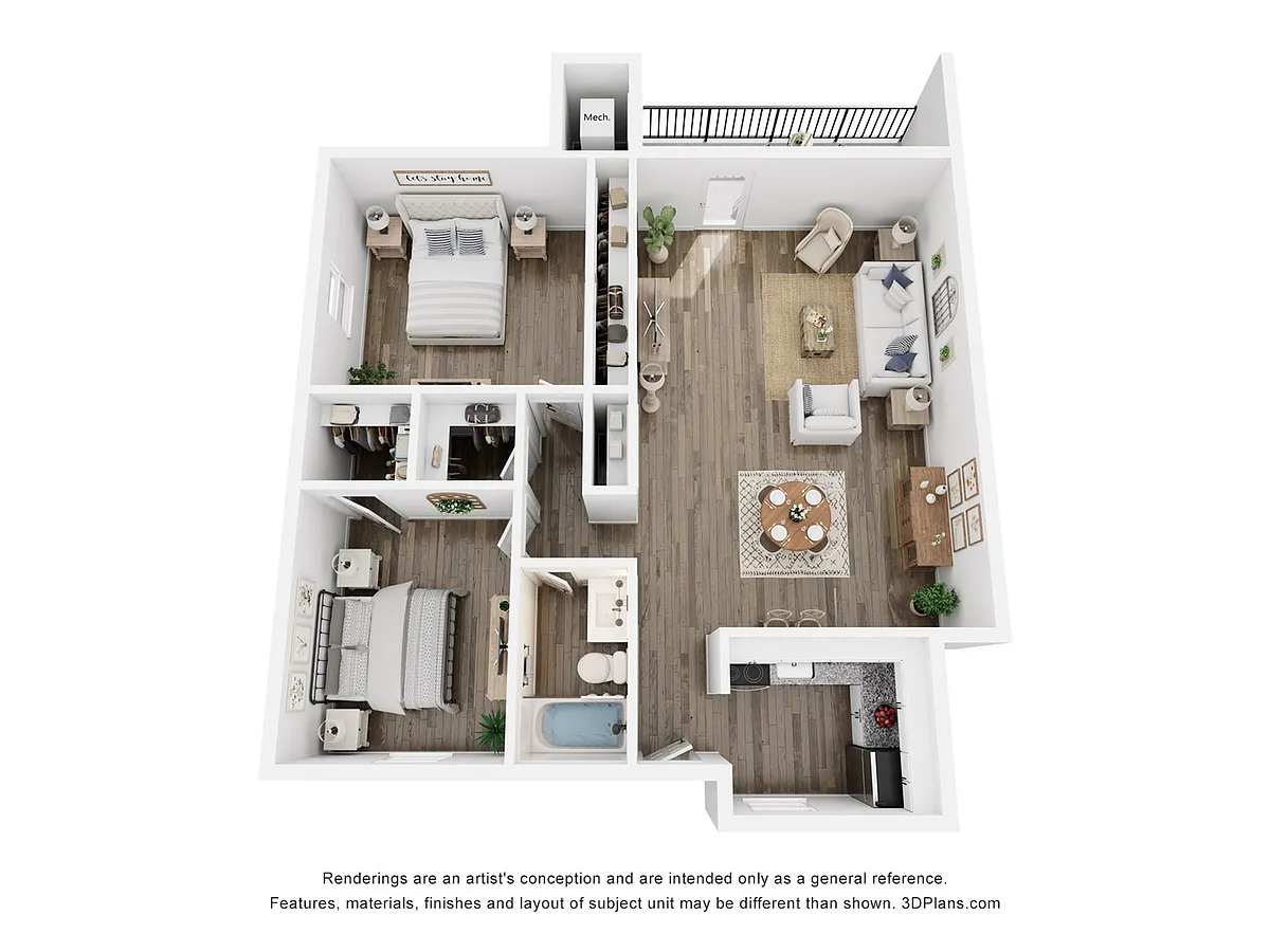 Floor plan B1 | 2 Bed | 1 Bath | Premium