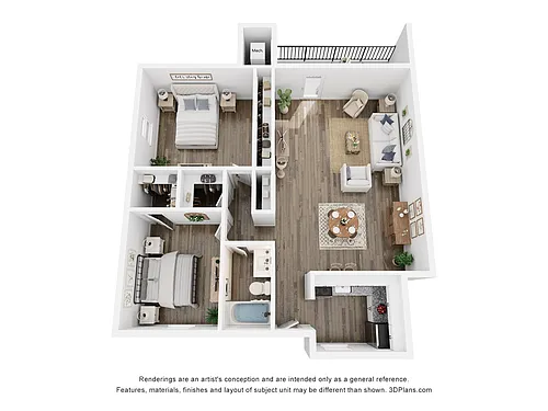 Floor plan B1 | 2 Bed | 1 Bath | Premium
