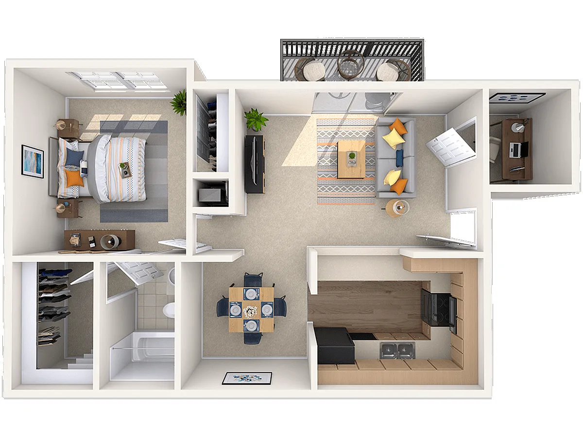 Floor plan 1 Bedroom/1 Bathroom