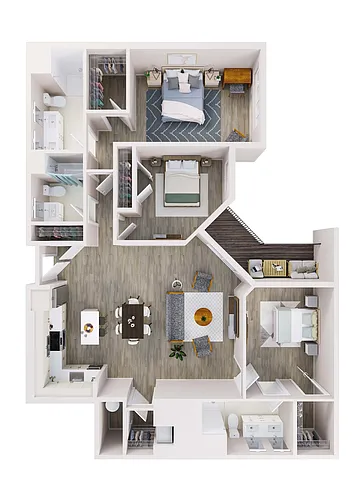 Floor plan Haven: 3 Bedroom Apartment