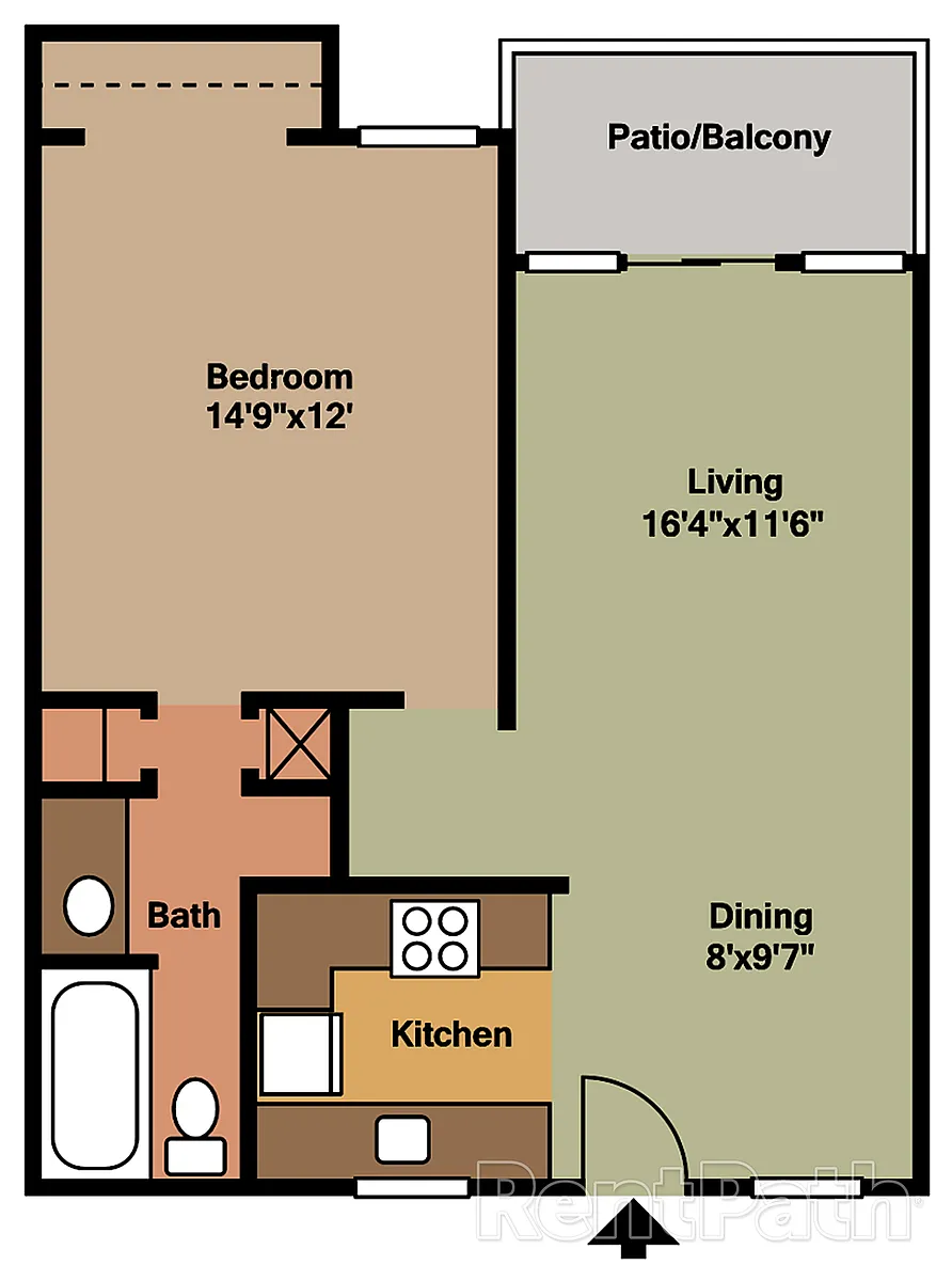 Floor plan 101 - 1 Bdrm, 1 Bath
