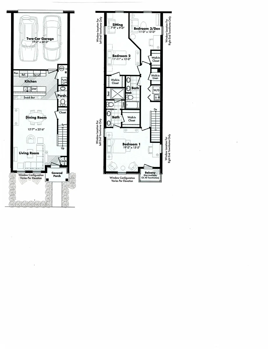 Floor plan Three Bedroom Townhome