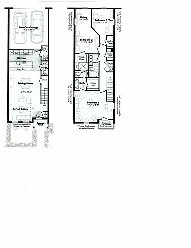 Floor plan Three Bedroom Townhome