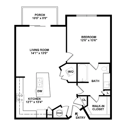 Floor plan 1 Bed/1 Bath-A3