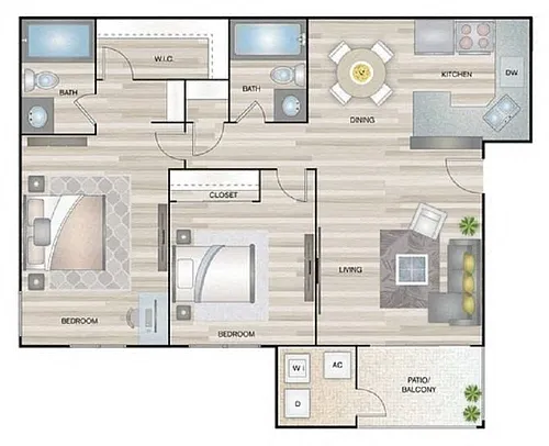Floor plan 2 Bedroom 2 Bathroom Type B