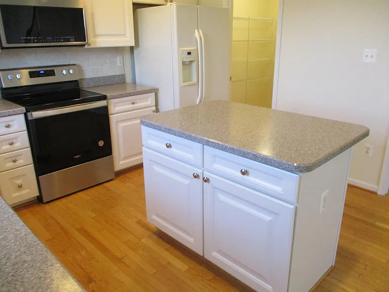 Close up view of kitchen cabinets