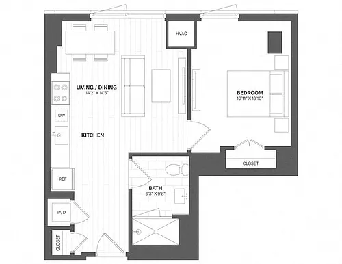 Floor plan 1 Bed/1 Bath-a22