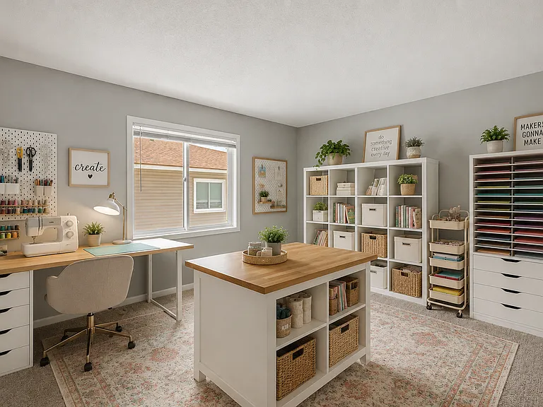 2nd Bedroom virtually staged as an office