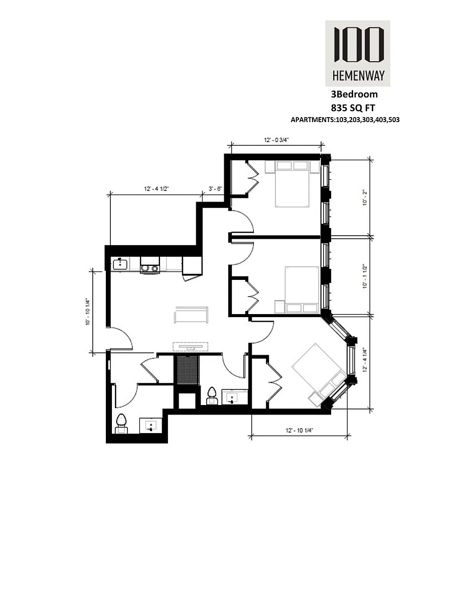 Floor plan 3 Bedroom 03 Stack