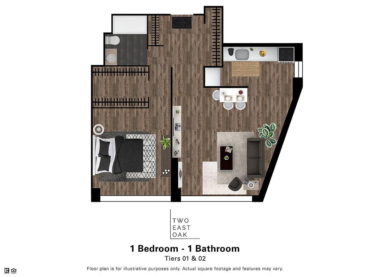 Floor plan 1 Bedroom - 1 Bathroom Modern