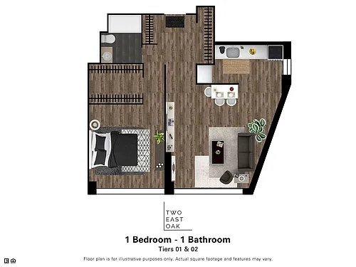 Floor plan 1 Bedroom - 1 Bathroom Modern