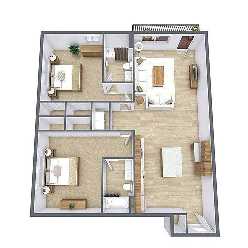 Floor plan Two Bedroom 22B