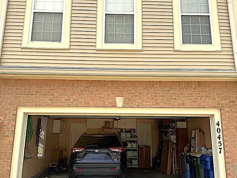 2-car garage with shelves for storage