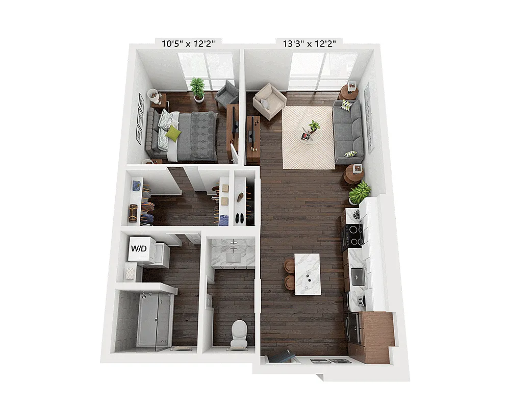 Floor plan One Bedroom A1K