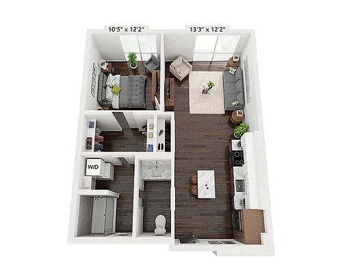 Floor plan One Bedroom A1K