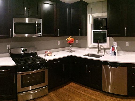 Kitchen with stainless steel appliances