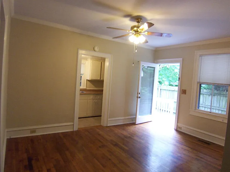 Living room viewing entry door and kitchen entry