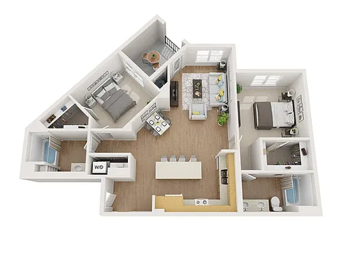 Floor plan B3: 2 Bed 2 Bath