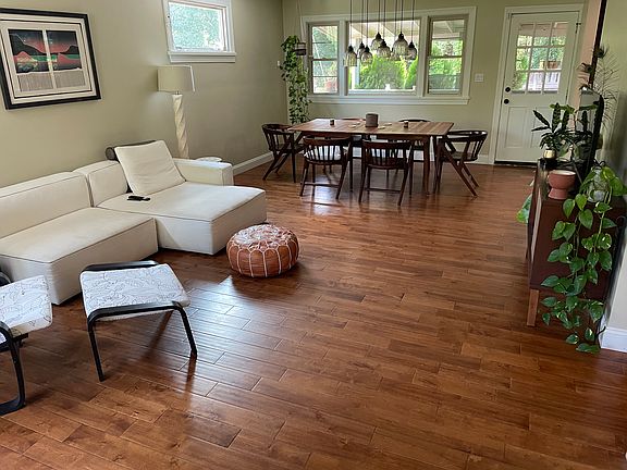 Open living and dining room