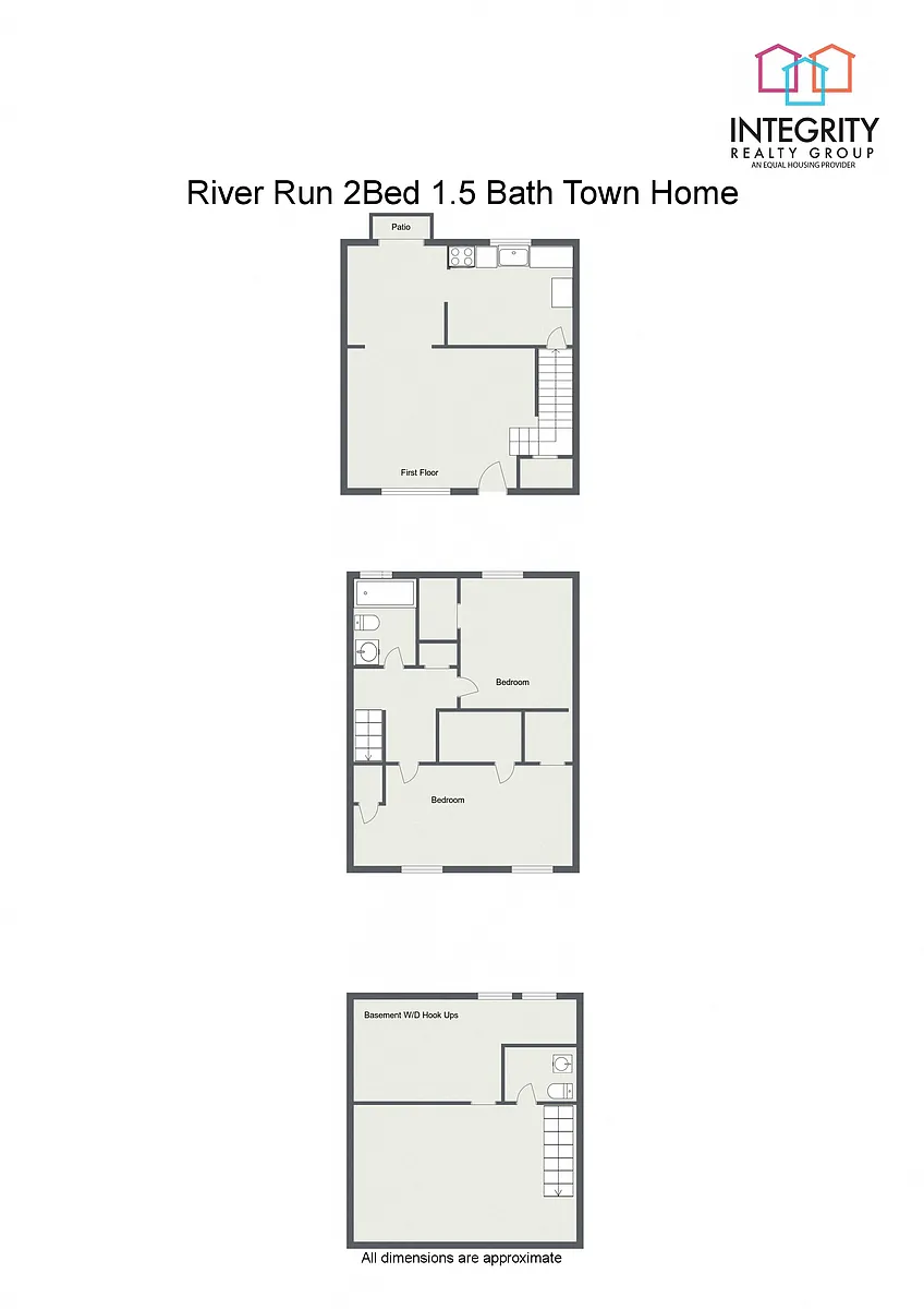 Floor plan 2 Bedroom 1.5 Bath Townhome w/Basement