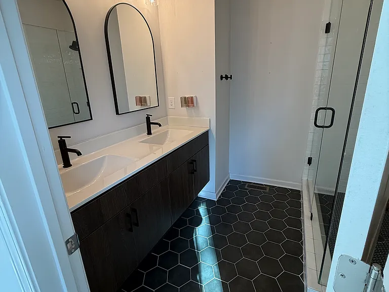 Master bathroom, double sink, walk-in shower with filtered shower head.