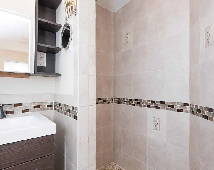 Renovated shower in master bathroom.