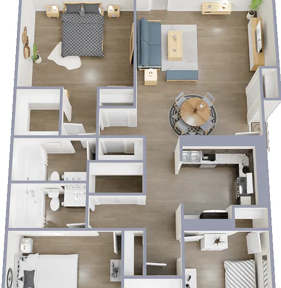 3 Bed 2 Bath Floorplan Diagram