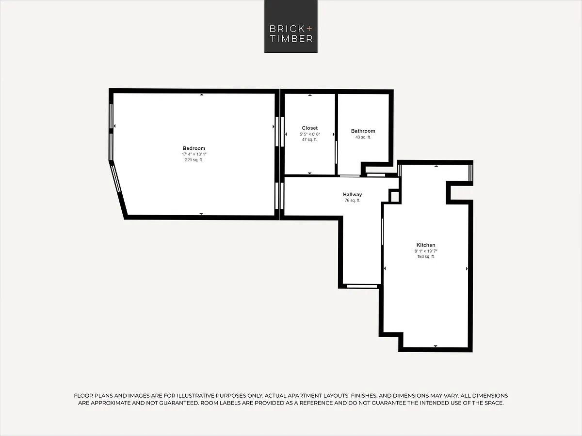 Floor plan Studio 1 Bath