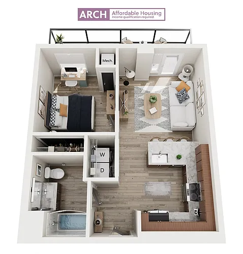 Floor plan A1 Affordable One Bedroom