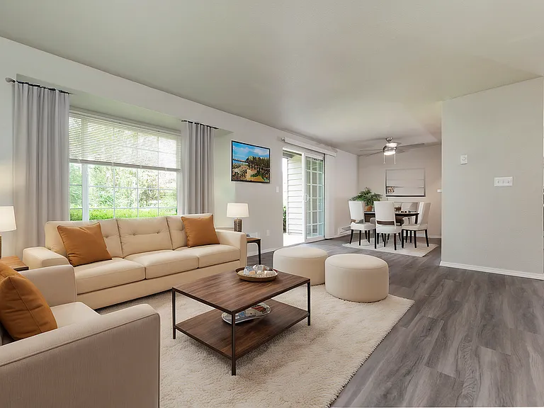 Experience luxury and comfort in this spacious open-concept living area.