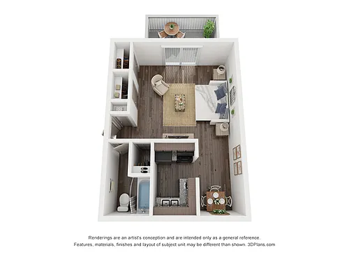 Floor plan Studio Renovated 500 Sq Ft
