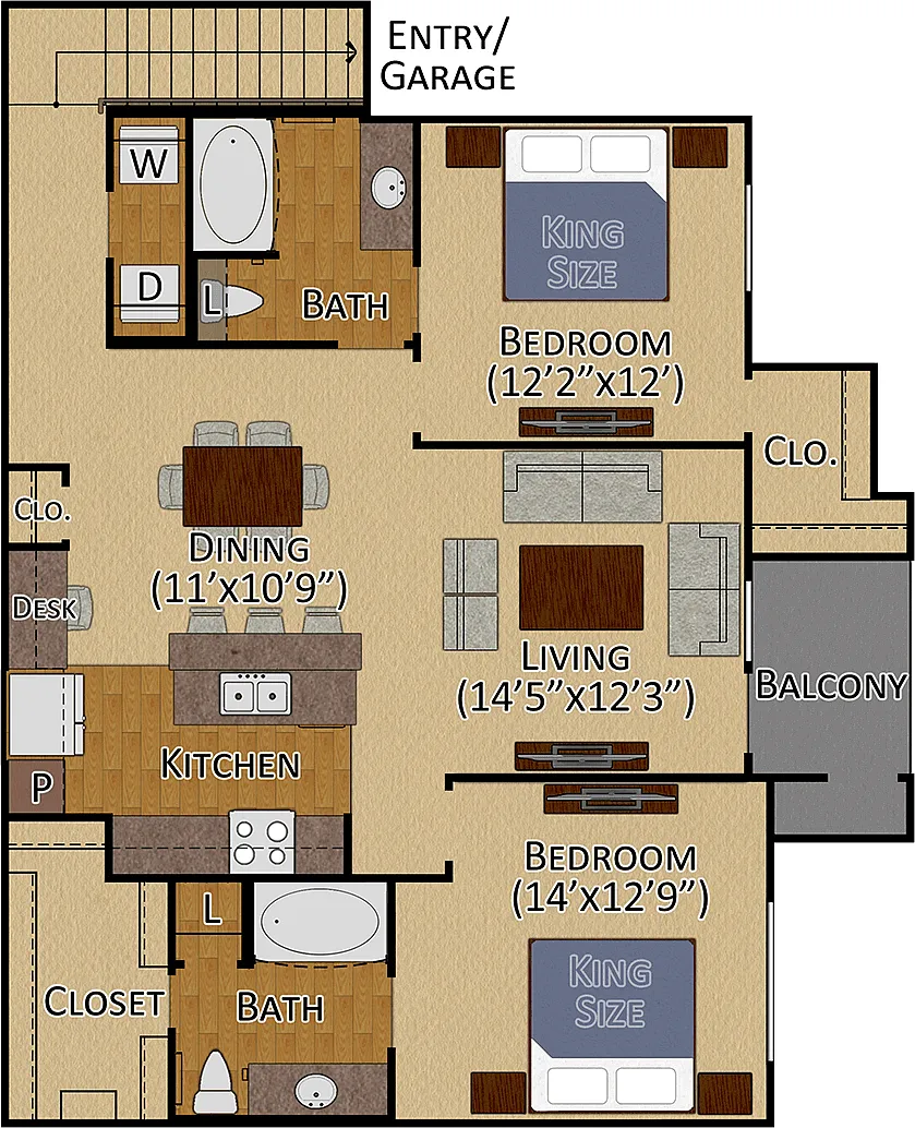 Floor plan 2x2 Floor 2 Garage