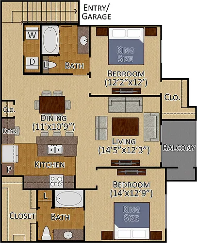 Floor plan 2x2 Floor 2 Garage