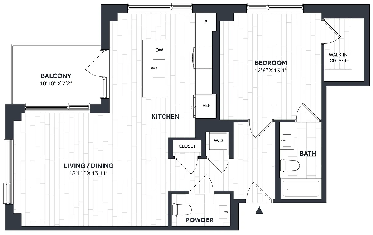 Floor plan 1 Bed/1.5 Bath PH - Stratos - AA05