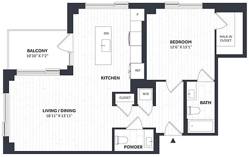 Floor plan 1 Bed/1.5 Bath PH - Stratos - AA05