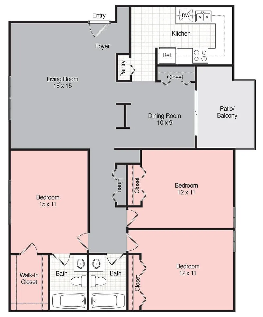 Floor plan 3 BR 2 Bath