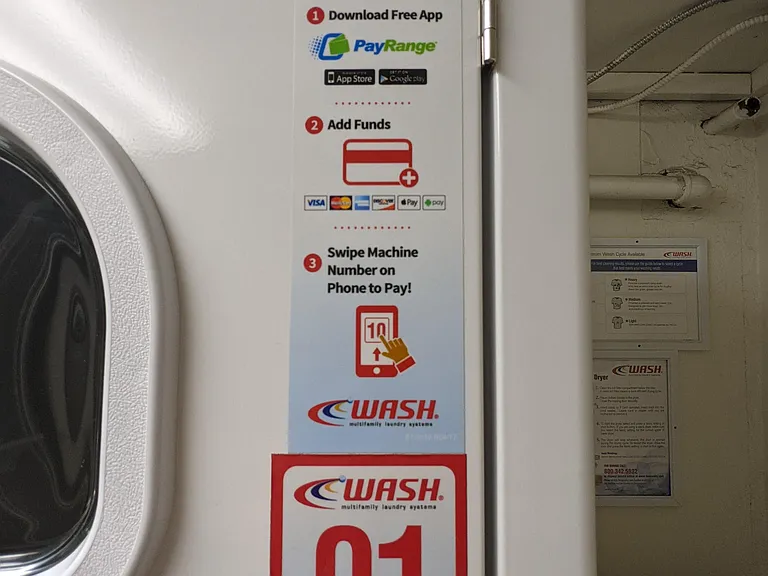 Smart phone payment app for laundry facilities