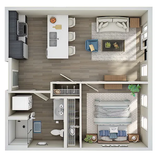 Floor plan 1 Bed, 1 Bath - MFTE - C