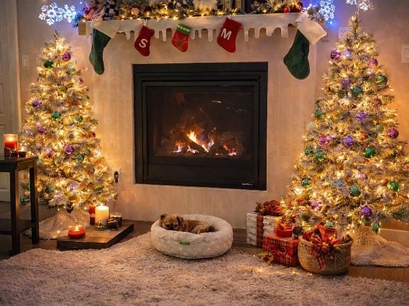 Gas indoor and ourdoor fireplace, perfect for holidays or just relaxing!