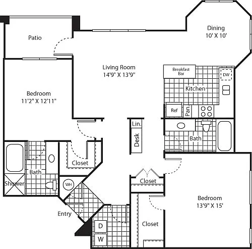 Floor plan Two Bed B-4 - Phase II